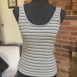 Express black and cream striped tank in excellent condition. Rayon and Spandex